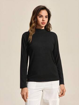 Exploreva 260g Sudadera informal de unicolor de felpa suave para mujer