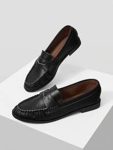 MOTF ZAPATOS DE MUJER MOCASINES DE CUERO PU CON VOLANTES - Negro - Ver 9