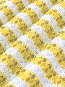 INAWLY 女士节日休闲条纹喇叭袖迷你连衣裙，奶油黄色