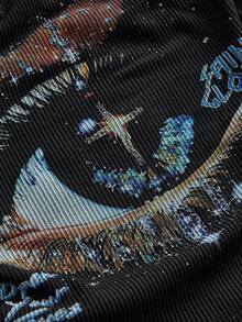 ROMWE Avant 女士复古坏女孩男女通用街头风星空铆钉印花抹胸上衣 - 黑色 - 查看 3