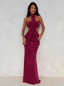 Aloruh Women's Asymmetric Wrap Dress With Flowy Ties, Bodycon Mermaid Hem, Suitable For Spring/Summer Vacation