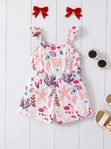 SHEIN Mono de punto elástico y casual con diseño de dibujos animados lindo, adecuado para el verano - Rosa Pálido - Ver 2