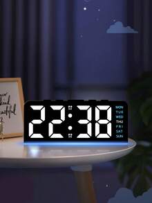 Teckwe LED Modern Multifunctional Digital Alarm Clock With Atmosphere Light, Adjustable Brightness, Date Display, USB Powered, Suitable For Bedroom Living Room Decor, Bedroom Alarm ,Back To School, Study Supplies - Multicolor - View 2