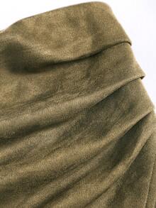 Sweetra Women's Fashionable Vintage Pleated Suede Casual Shorts, Versatile For Daily Commute And Outings, Autumn/Winter