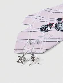 ROMWE Anime 1件可爱甜美蕾丝蝴蝶结发饰，复古经典波点波普艺术风格，女士款 - 藕粉色 - 查看 4