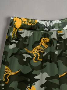 SHEIN Leap Crew 2 件套年轻男孩休闲圆领短袖 T 恤和短裤套装，适合夏季