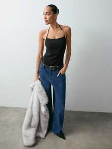 Maija 女士时尚性感露背吊带背心 - 黑色 - 查看 4