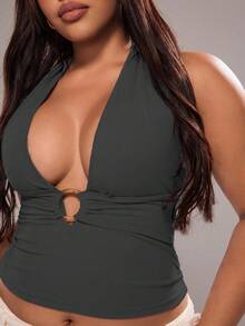 Rustia Áo hai dây kiểu dáng Mỹ gợi cảm, thời trang đường phố dành cho nữ, đa năng. - Màu xám đen - Xem 4