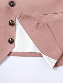 Manfinity Mode Men's Solid Color Single-Breasted Casual Business Travel Suit Vest - Pink - View 6