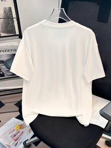 Resyla 法式夏季上衣，女士白色T恤，女士水钻T恤，白色户外T恤，亮面T恤，夏季上衣，白色百搭时尚上衣，宽松T恤，夏季户外白色T恤 - 白色 - 查看 2