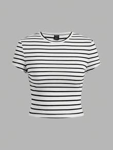 SHEIN EZwear Bộ 4 áo thun nữ tay ngắn cổ tròn dáng ôm, in hình đồ họa xe hơi và gấu theo phong cách vintage. - Nhiều màu - Xem 7