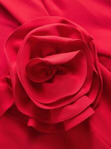 ZEYLAH 花卉刺绣收腰优雅连衣裙 - 紅色 - 查看 5