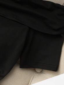 Franclia 黑色露肩短袖露脐上衣，搭配卡其色短裤和带腰带的阔腿裤，春夏两件套休闲套装，春季女装休闲装，秋冬四季女装，返校季女装 - 彩色 - 查看 8