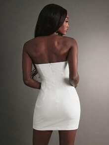 Hauture Women's Sexy Night Out Glam With Rhinestone Detail Mini Dress - White - View 3