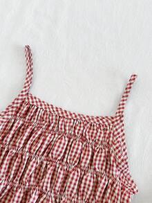 SHEIN Vintaside Kids 少女休闲甜美褶皱纹理松紧吊带背心搭配宽松阔腿裤两件套，适合日常、度假、姐妹合照、春夏穿搭、假日、夏季、旅行