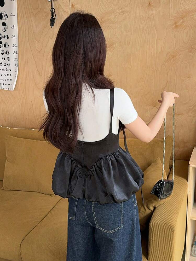 Women's Layered Ruffled Floral Casual Blouse, Korean Princess Style