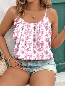 SHEIN Clasi 大码优雅休闲碎花吊带背心，适合夏季 - 彩色 - 查看 1