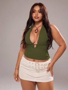 Rustia 美式性感街头风吊带背心，百搭时尚 - 軍綠色 - 查看 5