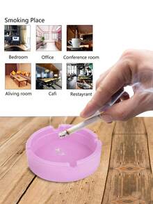 圆形夜光硅胶烟灰缸桌面白色黄色粉末烟灰缸便携盒家用男孩情人节爱心女士情人节 - 彩色 - 查看 4