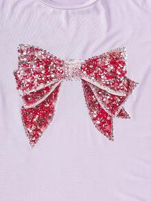 少女休闲蝴蝶结印花T恤套装，夏季 - 彩色 - 查看 6