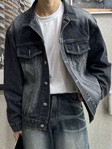 DAZY Men's Washed Vintage Blue Denim Jacket, Spring - Blue - View 6