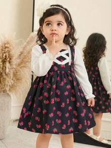 LMoss Kids LMoss 女婴撞色碎花方领休闲连衣裙，可爱复古风，长袖设计，适合日常穿着、派对、生日聚会等场合。 - 彩色 - 查看 7