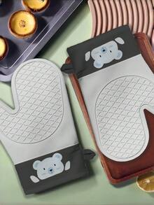 1只防烫微波炉手套，耐热厨房烘焙手套，耐高温硅胶烤箱手套 - 家居厨房用品，防滑厨房用品，节日烹饪礼品，适合家庭和厨房收纳 - 灰色-小熊 - 查看 9