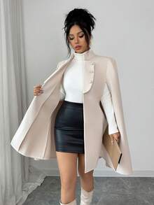 Elenzga Elegant Women's Apricot Cape Coat, Suitable For Christmas, Valentine's Day, Parties, Outings, Dates, Weddings, Daily Wear - Apricot - View 7