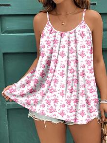 SHEIN Clasi 大码优雅休闲碎花吊带背心，适合夏季 - 彩色 - 查看 5