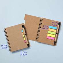 Slanted Colored Card Pen Design Notepad, Comes With A Pen, 100G Paper, Spiral-Bound Sticky Notes, Premium Notebook, Perfect Gift! School Supplies, Back-To-School Essential - Multicolor - View 12