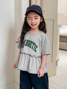 DAZY 女童圆领短袖英文字母印花T恤