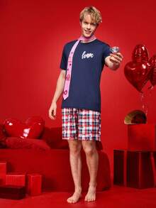 Notgurli Men's Funny Print Pajama Set, Suitable For Spring/Summer And Valentine's Day - Multicolor - View 5
