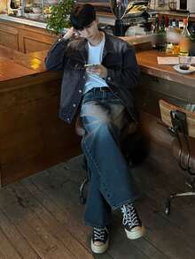 DAZY Men's Washed Vintage Blue Denim Jacket, Spring - Blue - View 5