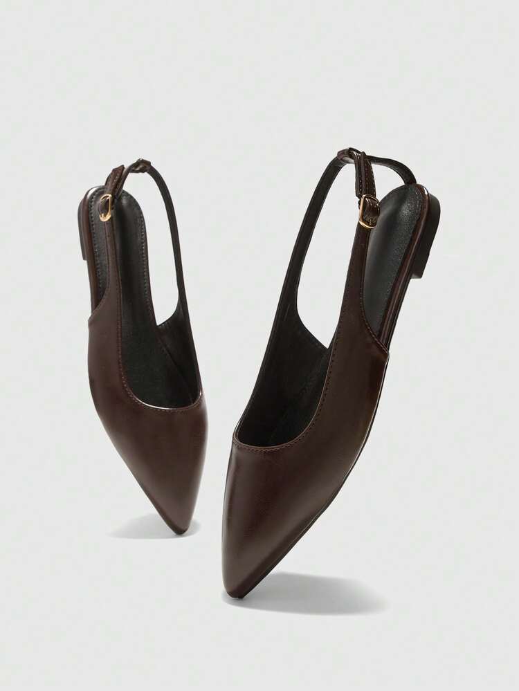 CUCCOO BIZCHIC Women's Pointed Toe Buckle Design Casual Fashionable Flat Shoes Spring Shoes