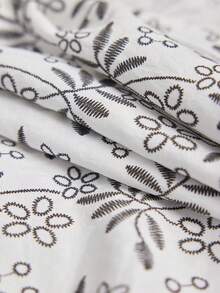 SHEIN Elegant Lace Embroidery Print Short Sleeve Pajama Set For Women - White - View 2