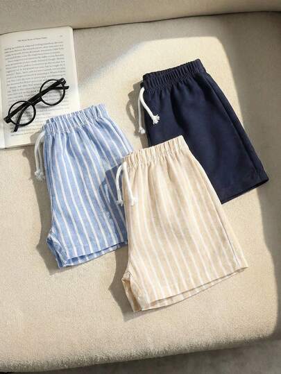 3 st/set babypojkar med randiga shorts, sommar