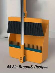 1set Household Broom And Dustpan, Long Handle Floor Cleaning Broom Dustpan, Rotatable Broom And Dustpan With Teeth, For Dust And Debris Removal, For Home, Kitchen, Room, Office, Cleaning Supplies, Cleaning Tools - Multicolor - View 11