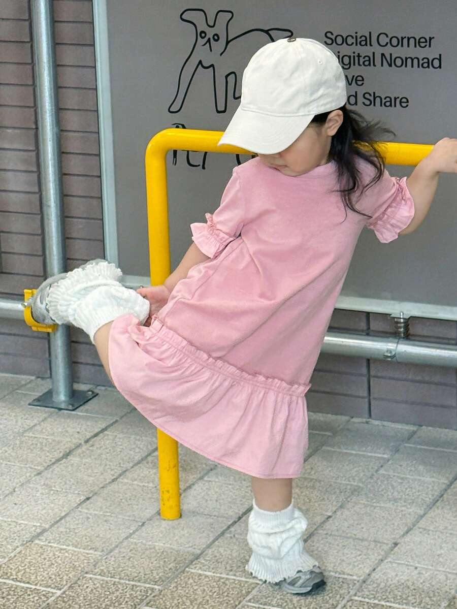 DAZY Baby Mädchen Lässig einfarbiges Kleid mit Rundhalsausschnitt, Sommer Baby Mädchen Kleidung - Schwarz - Übersicht 1