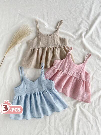 Vintaside Kids 年轻女孩夏季时尚百搭多件吊带上衣适合炎热天气下户外、度假和摄影