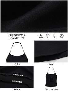 Maija 女士时尚性感露背吊带背心 - 黑色 - 查看 2