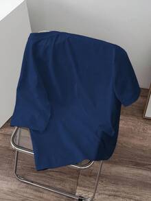 Manfinity Joysei Letter Embossed Navy Blue Slim Fit Men's T-Shirt - Navy Blue - View 5