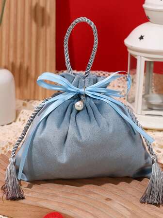 Pearl Decor Wedding Candy Zipper Bags Velvet Tassel Style Reusable Luxury Gift Packaging For Bridal Engagement Party Favors Jewelry Display Souvenirs