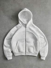 STYNVO Men's Casual Zip-Up Hoodie Sweatshirt Hoodie Jacket Zip Up Hoodie Grey Hoodie Mens Streetwear Hoodie Zipper Light Gray Hoodie