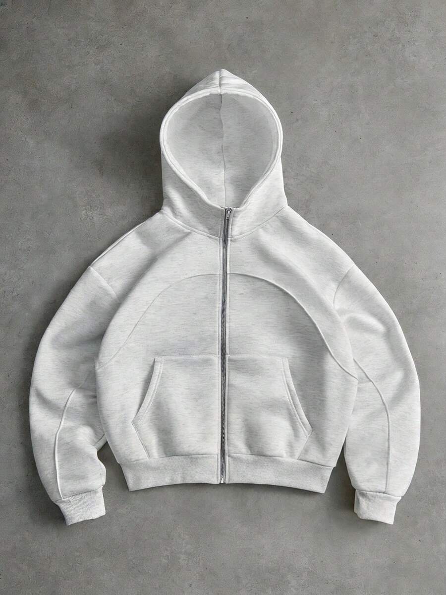 STYNVO Men's Casual Zip-Up Hoodie Sweatshirt Hoodie Jacket Zip Up Hoodie Grey Hoodie Mens Streetwear Hoodie Zipper Light Gray Hoodie