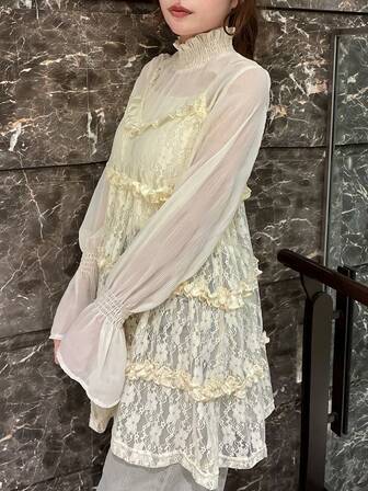 FRIFUL 여성용 플로럴 레이스 레이어드 프릴 트림 캐미솔