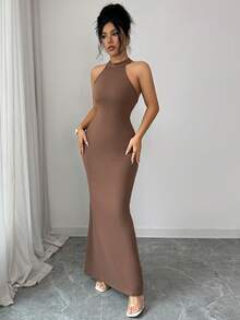 SHEIN Raffinéa 女士优雅高领灯笼袖连衣裙 - 彩色 - 查看 7