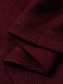 DAZY Camiseta de moda de manga larga ajustada con cordón y encaje de contraste en la parte delantera para mujer - Burdeos - Ver 7