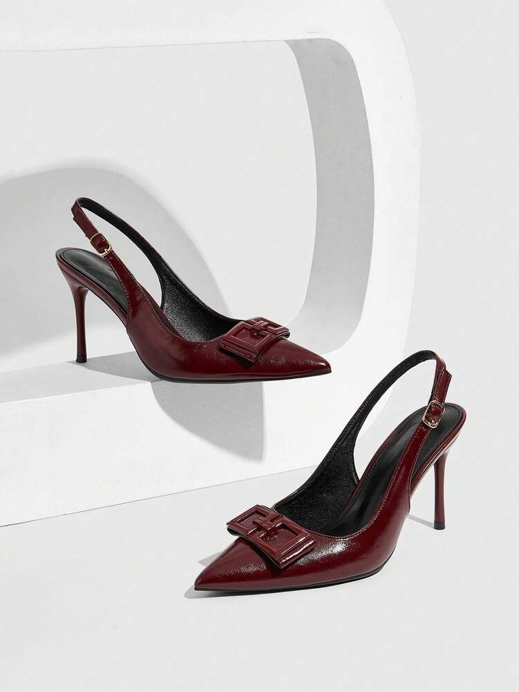 CUCCOO SZL Women's Pointed Toe Buckle Design Everyday Versatile Fashion High Heels Valentine's Day
