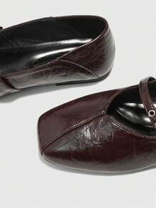 CUCCOO BIZCHIC Zapatos planos de moda casual con diseño de hebilla para callos de maíz para mujer - Marrón Chocolate - Ver 7