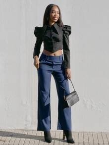 Yess Loren Women's Solid Color Casual Pants, Simple And Fashionable For Daily Wear Fall Cloth For Women - Navy Blue - View 5